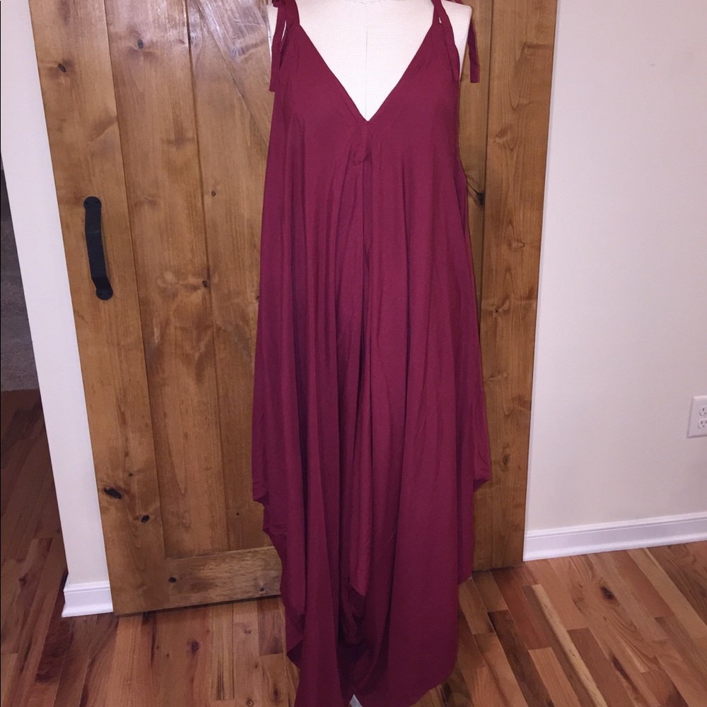 Jumpsuit w/tie shoulder straps, one size fits most